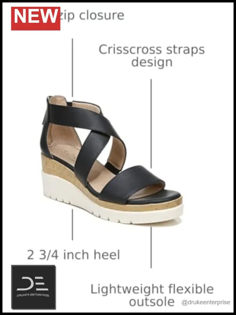 Naturalizer Goodtimes Strappy Wedge Sandal with Memory Foam Comfort, Open Toe